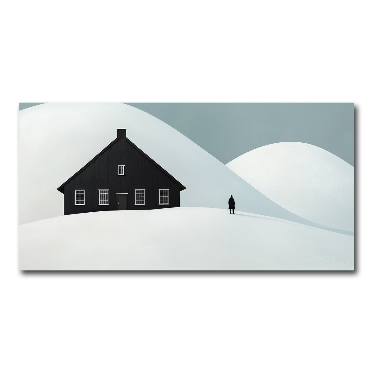 AUTO-MOCKUP WHITE | Black House in Snow | 1 Piece | Gallery Wrap Canvas | group=2x1