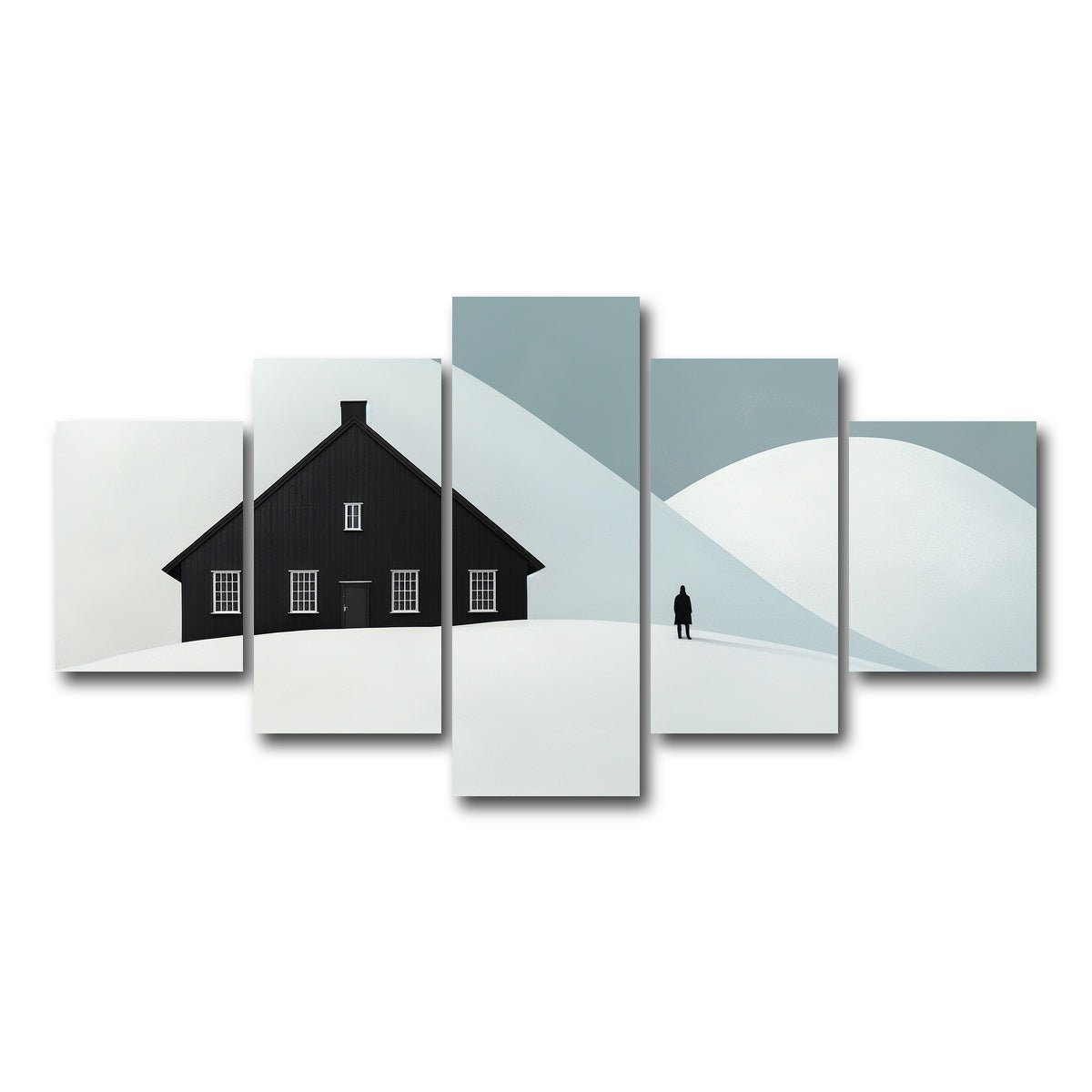 AUTO-MOCKUP WHITE | Black House in Snow | 5 Piece | Gallery Wrap Canvas | group=5_short