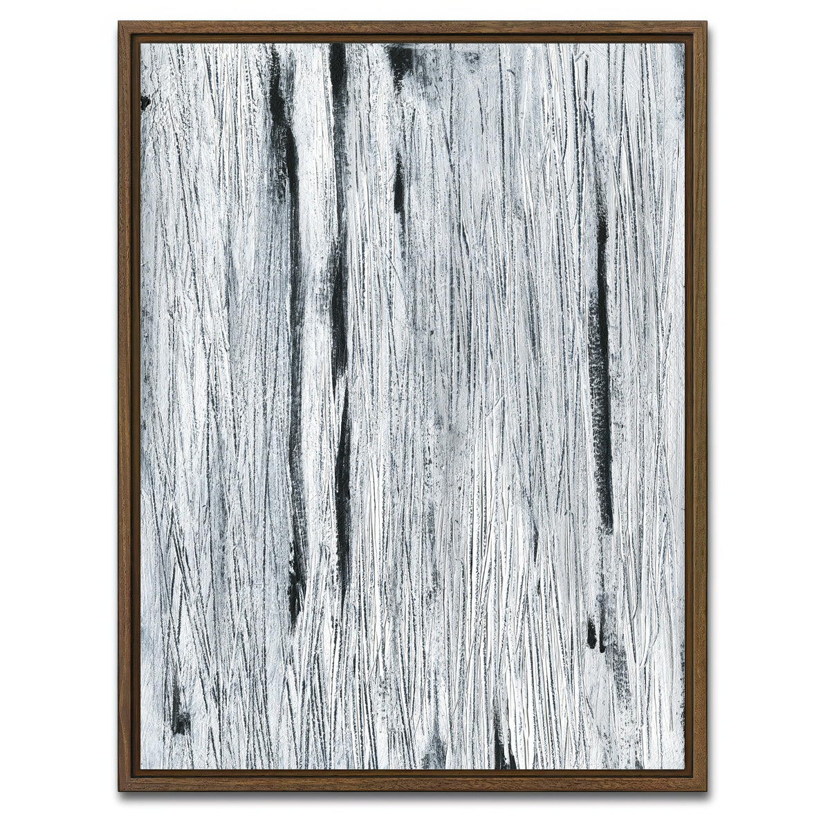 AUTO-MOCKUP WHITE | Black Lines Abstract | 1 Piece | Walnut Framed Canvas | group=3x4
