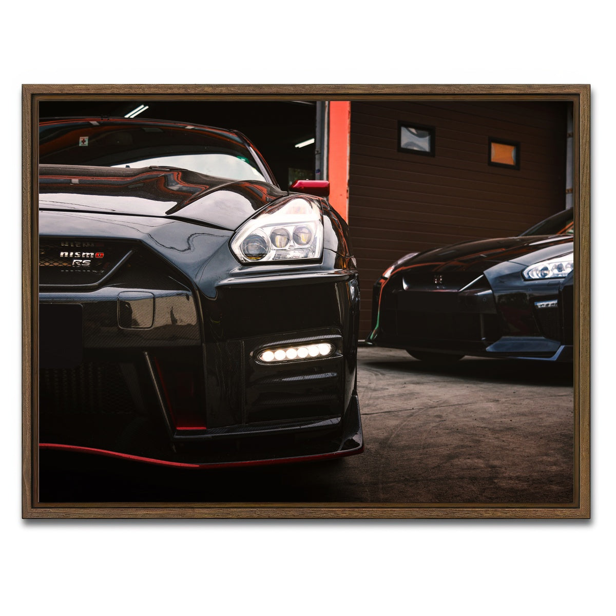 AUTO-MOCKUP WHITE | Black Nissan GTR | 1 Piece | Walnut Framed Canvas | group=4x3