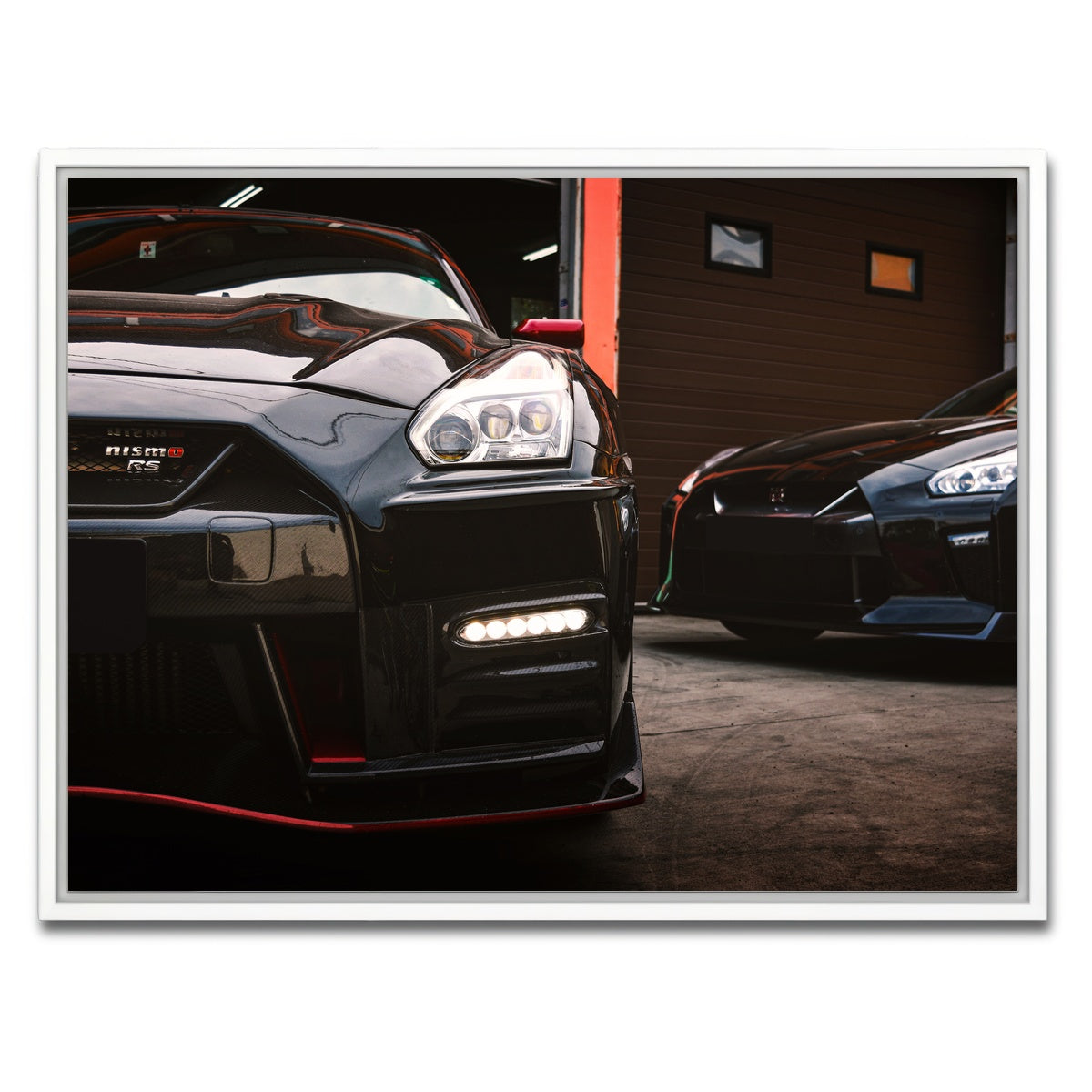 AUTO-MOCKUP WHITE | Black Nissan GTR | 1 Piece | White Framed Canvas | group=4x3