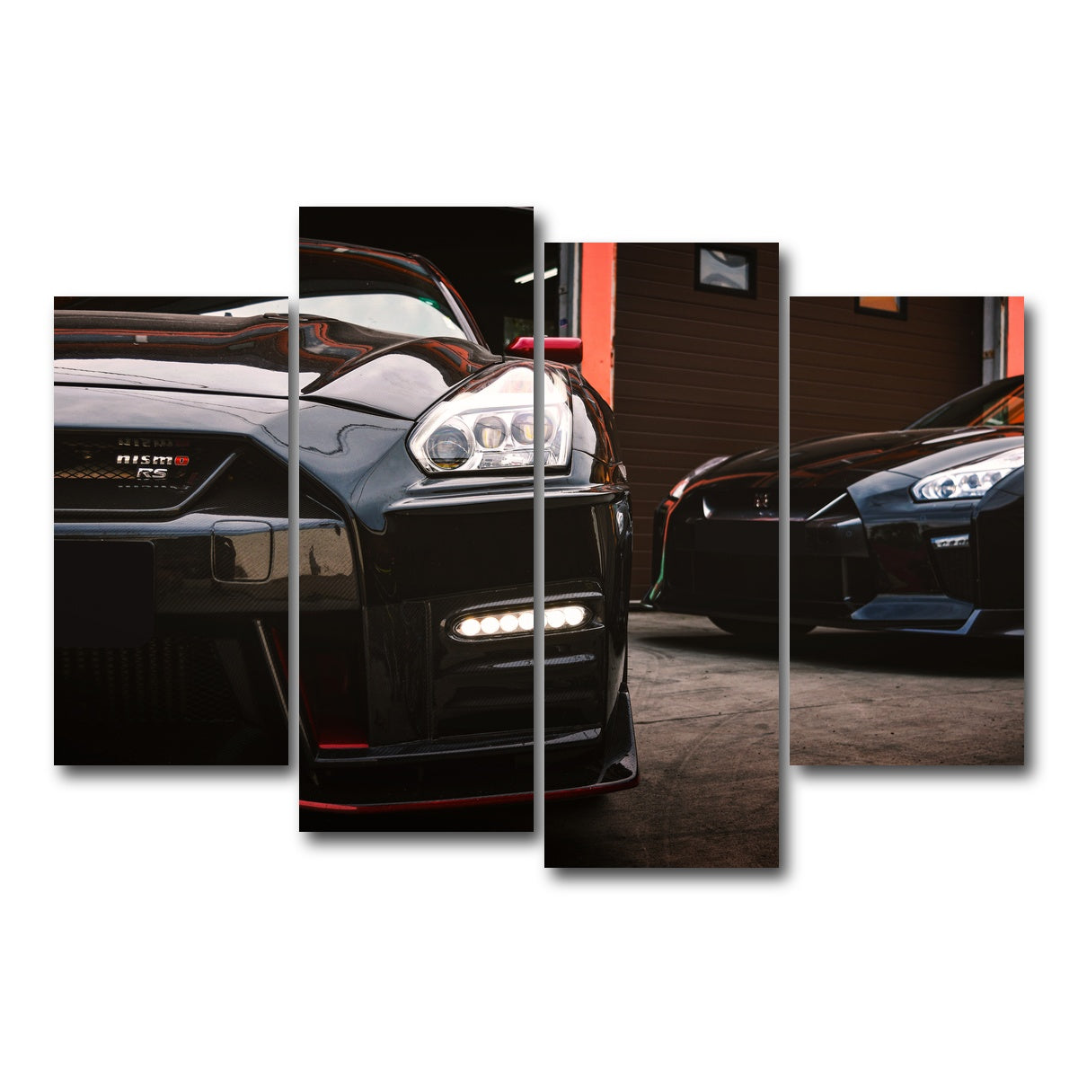 AUTO-MOCKUP WHITE | Black Nissan GTR | 4 Piece | Gallery Wrap Canvas | group=4_short