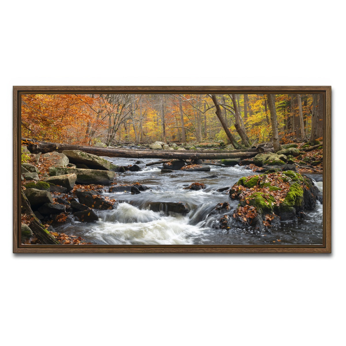AUTO-MOCKUP WHITE | Black River Catskills NY | 1 Piece | Walnut Framed Canvas | group=2x1