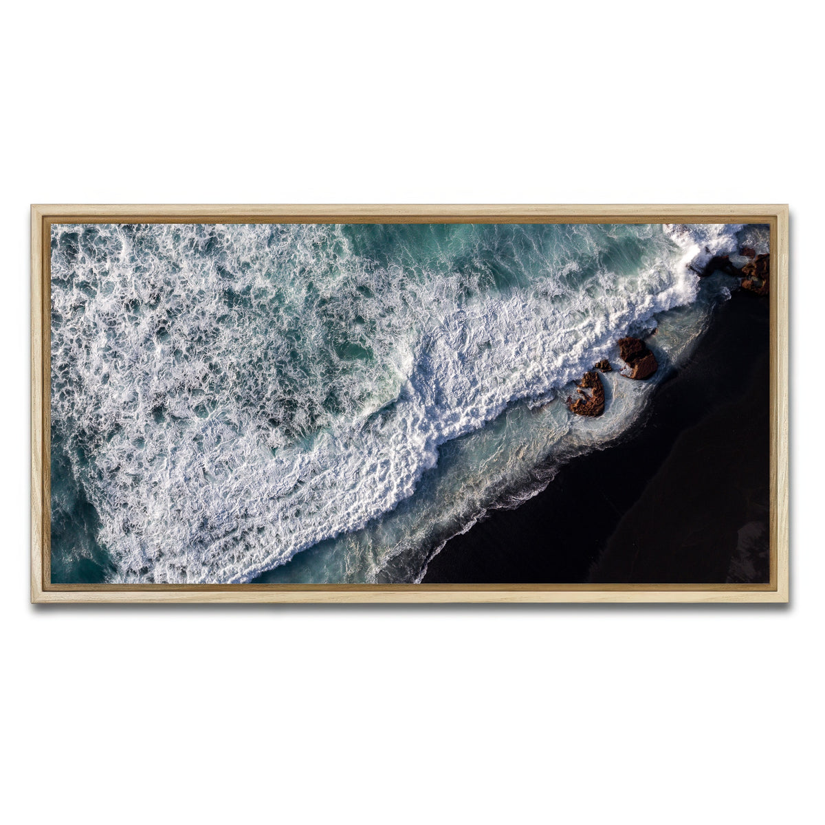 AUTO-MOCKUP WHITE | Black Sand Wave | 1 Piece | Natural Framed Canvas | group=2x1
