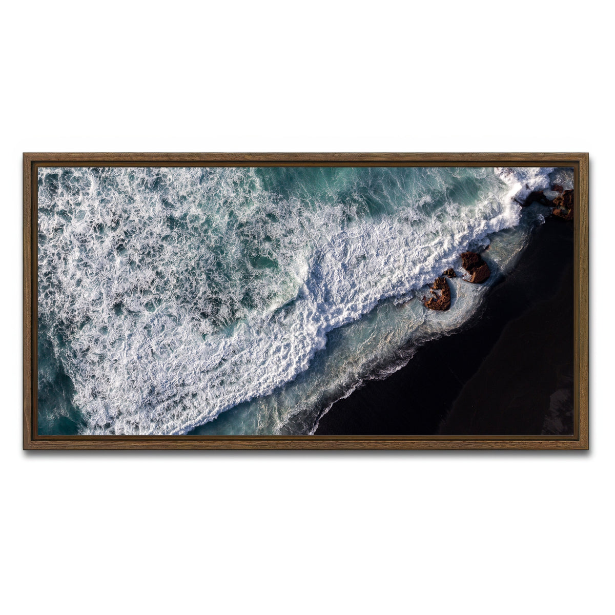 AUTO-MOCKUP WHITE | Black Sand Wave | 1 Piece | Walnut Framed Canvas | group=2x1
