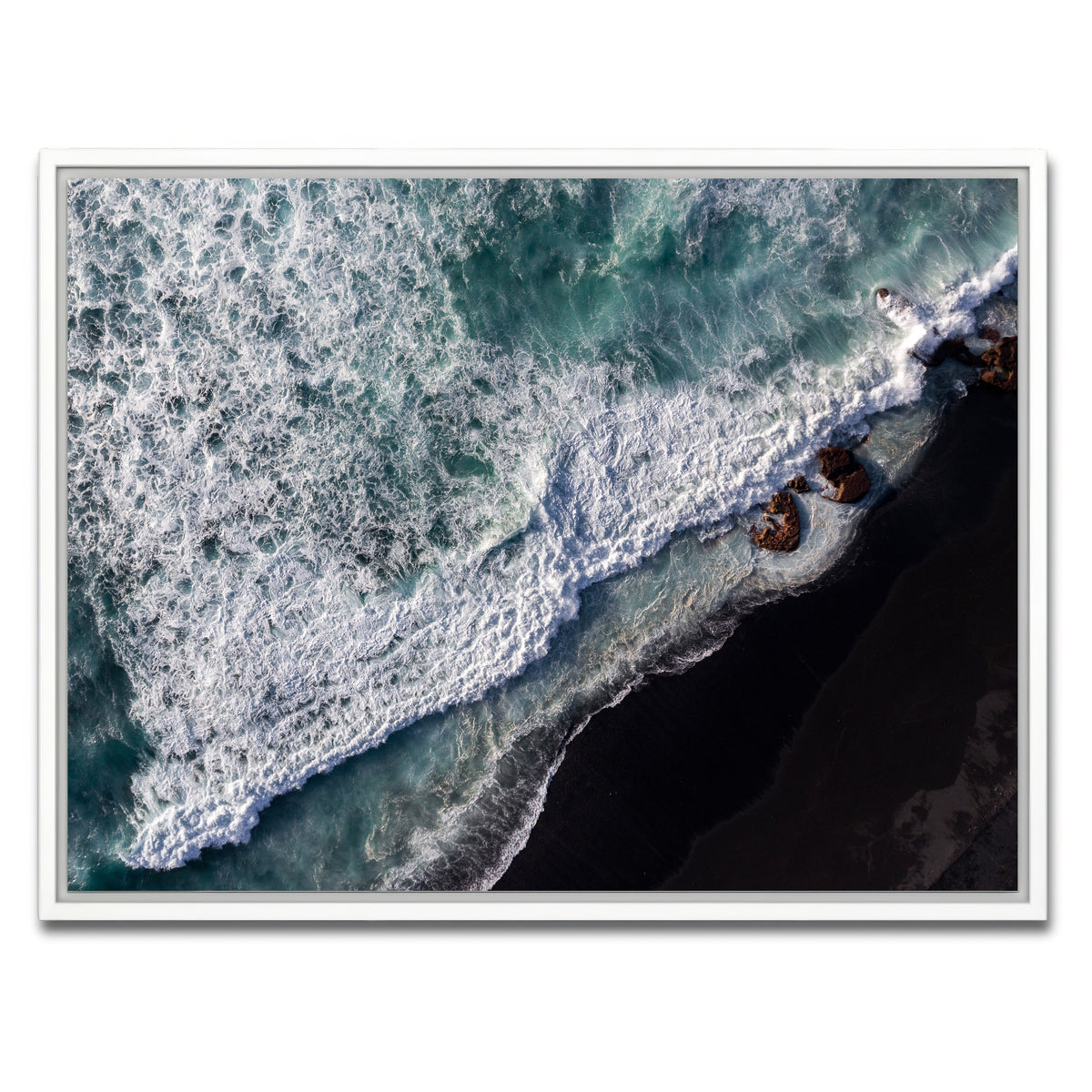 AUTO-MOCKUP WHITE | Black Sand Wave | 1 Piece | White Framed Canvas | group=4x3