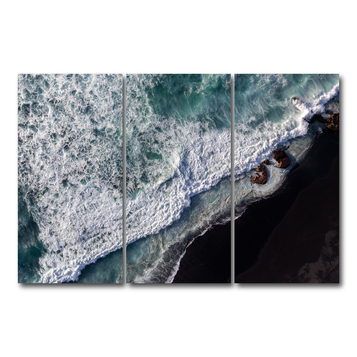 AUTO-MOCKUP WHITE | Black Sand Wave | 3 Piece | Gallery Wrap Canvas | group=12x24