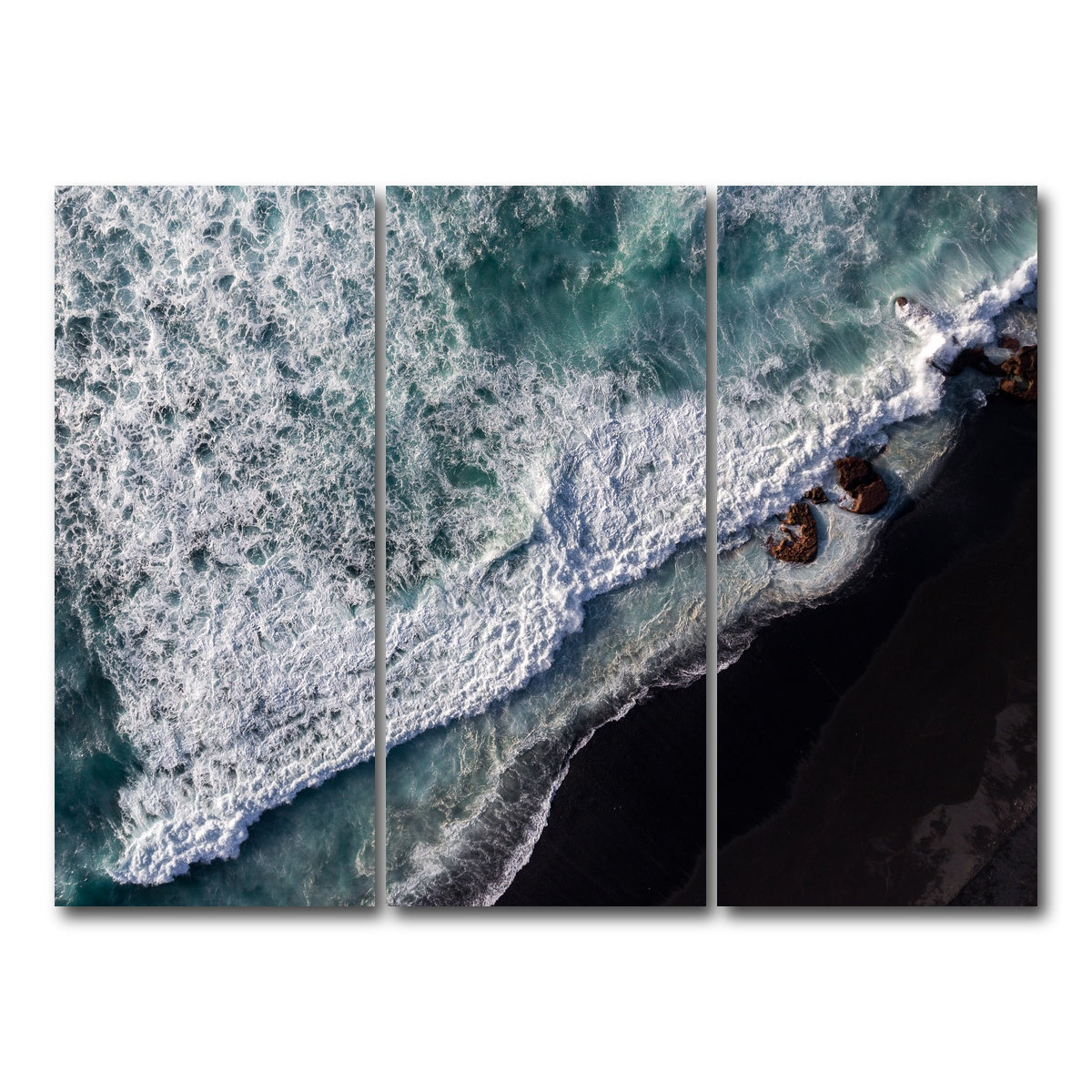 AUTO-MOCKUP WHITE | Black Sand Wave | 3 Piece | Gallery Wrap Canvas | group=8x18