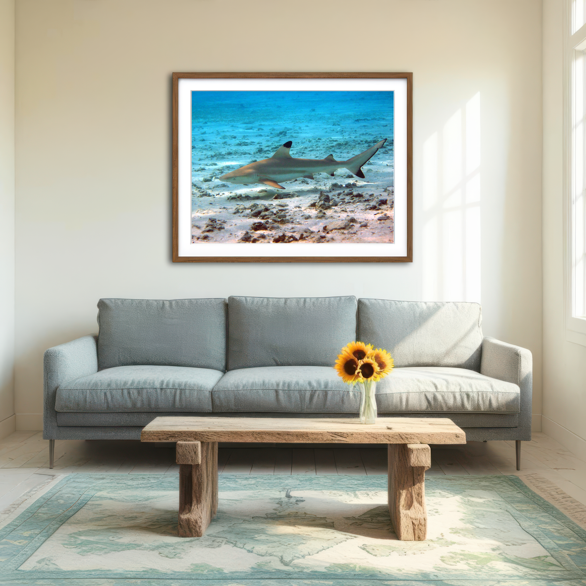 AUTO-MOCKUP ROOM | Black Tip Reef Shark Wall Art