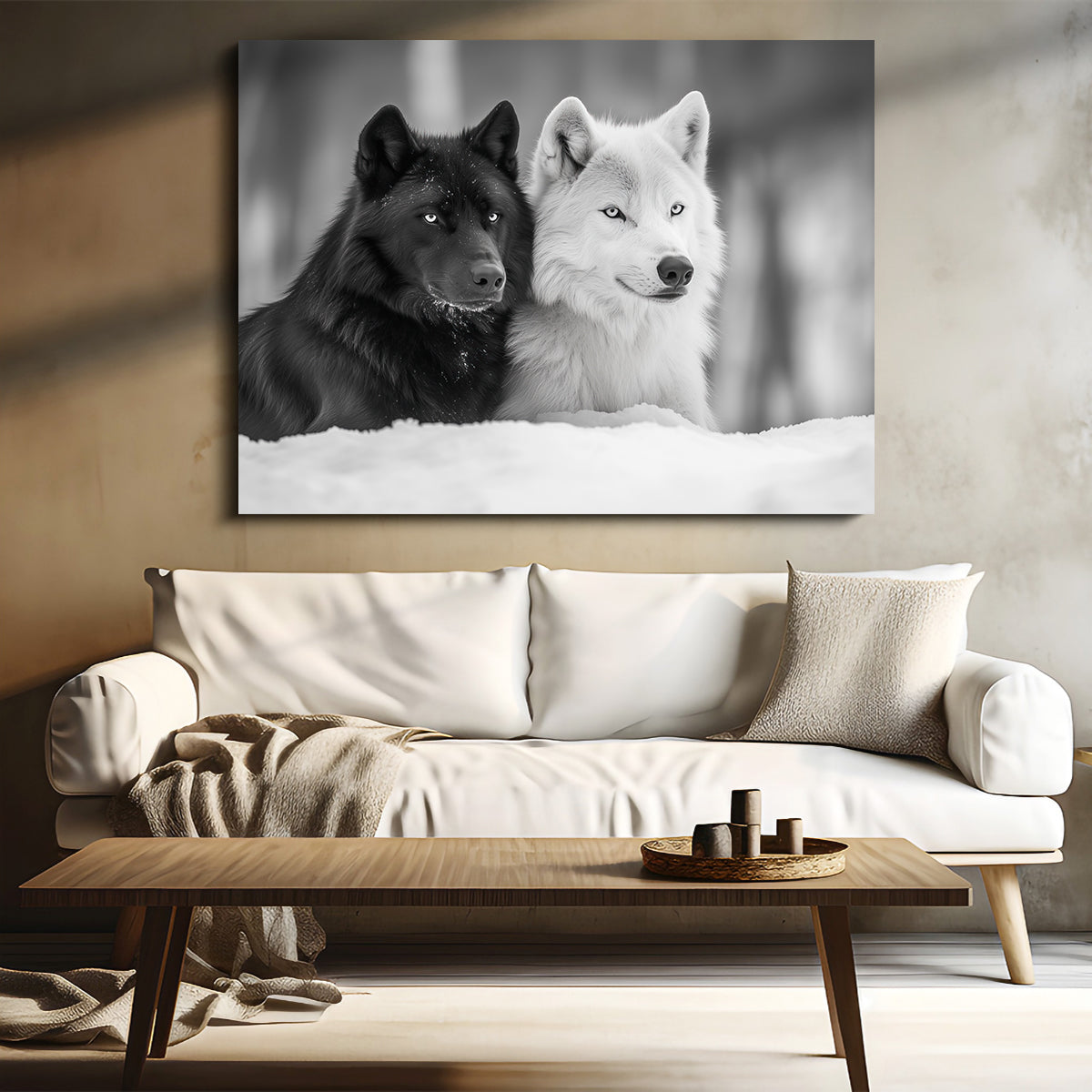 Black & White Wolves Wall Art