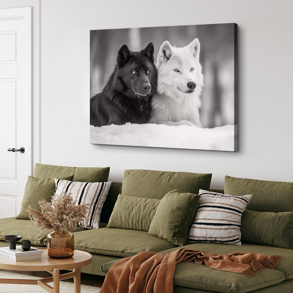 Black & White Wolves Wall Art