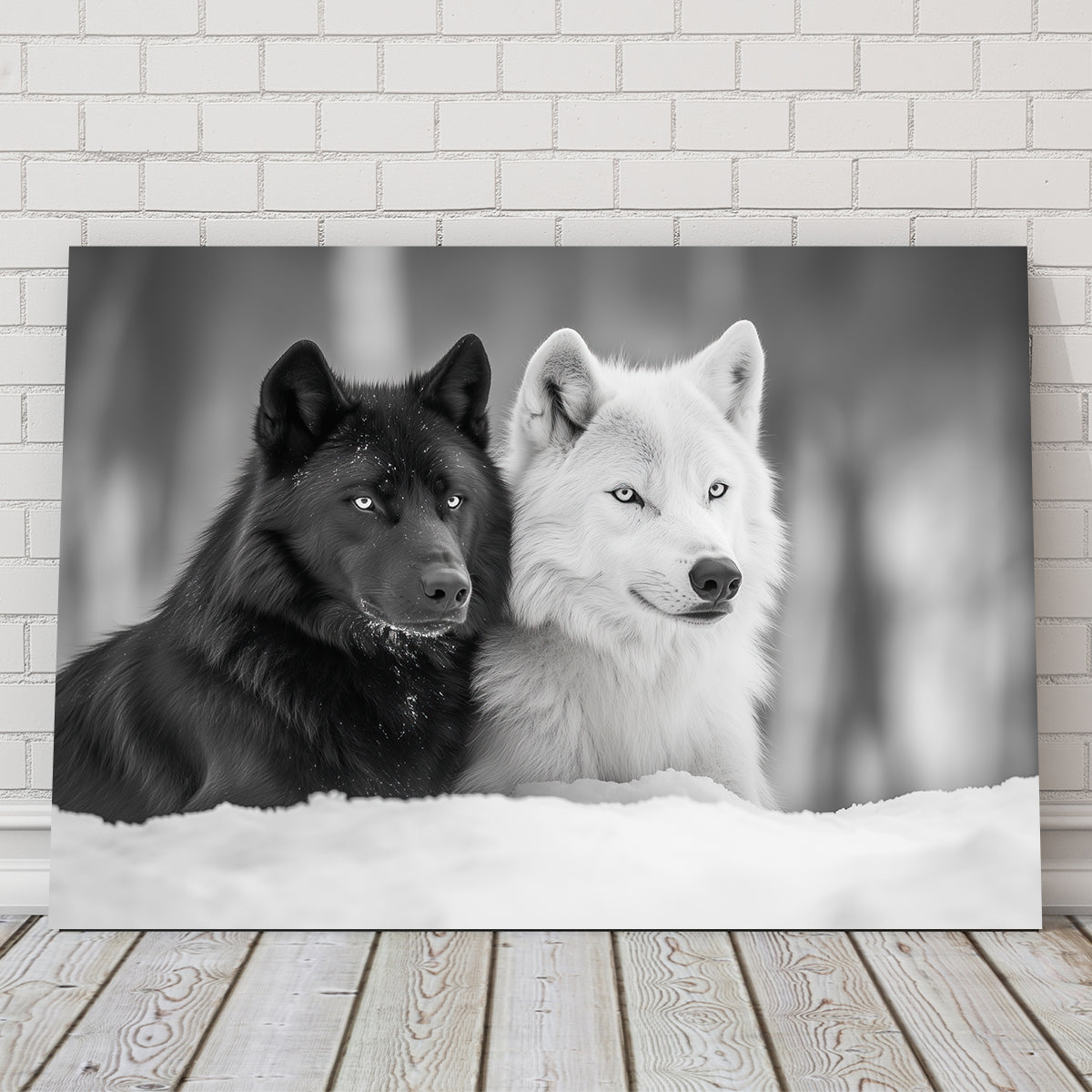 Black & White Wolves Wall Art
