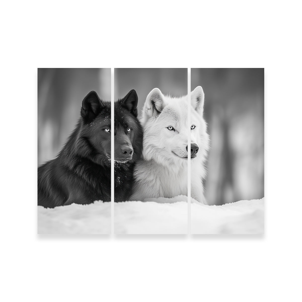 Black & White Wolves Wall Art