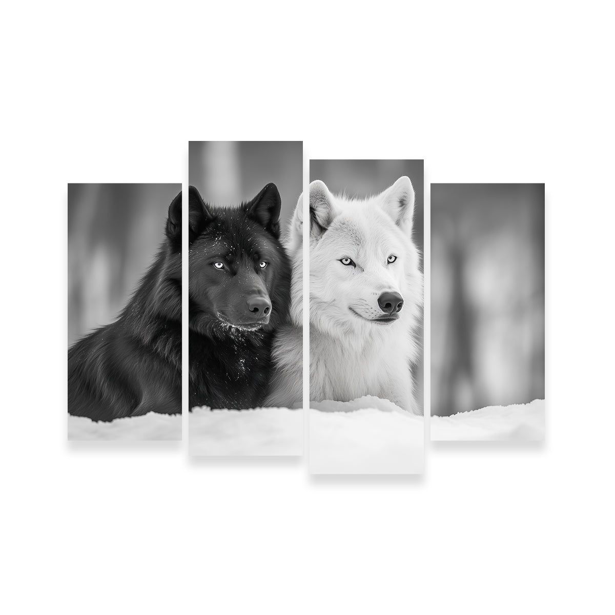 Black & White Wolves Wall Art