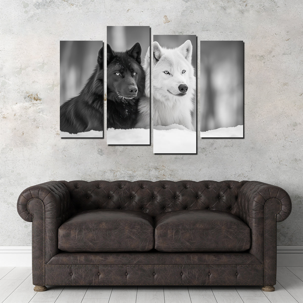 Black & White Wolves Wall Art