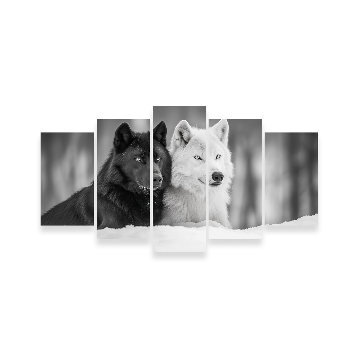 Black & White Wolves Wall Art