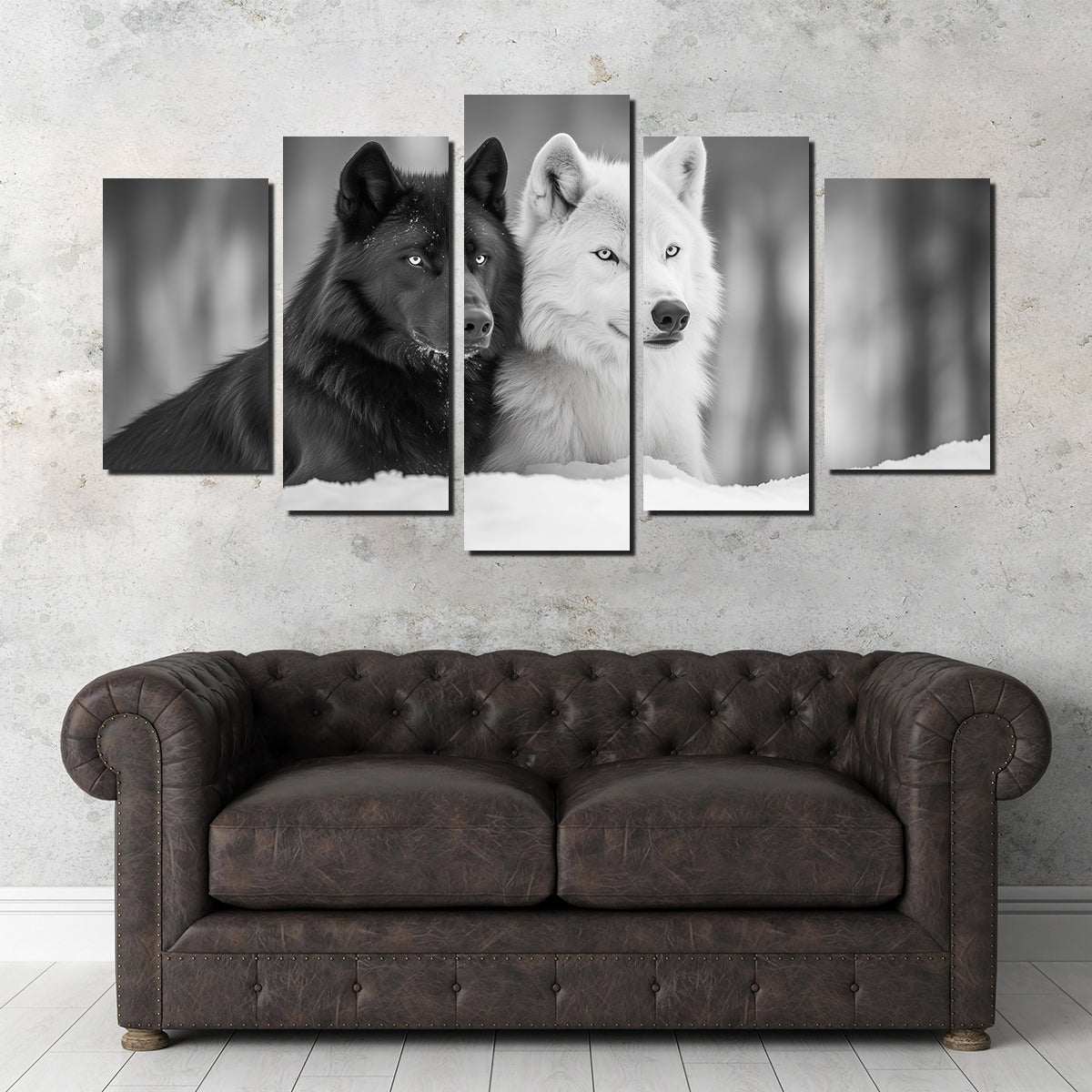 Black & White Wolves Wall Art