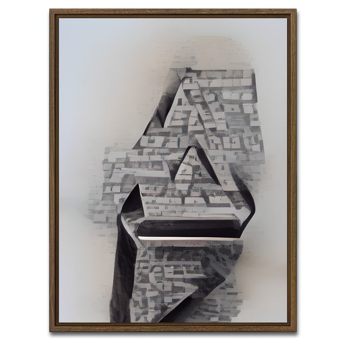 AUTO-MOCKUP WHITE | Black & White Illusion | 1 Piece | Walnut Framed Canvas | group=3x4