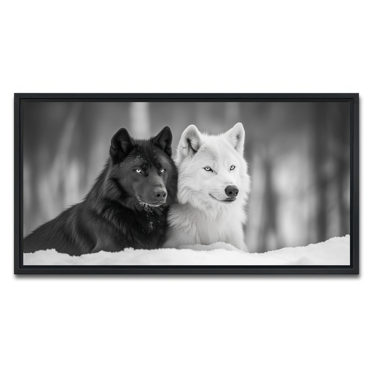 AUTO-MOCKUP WHITE | Black & White Wolves | 1 Piece | Black Framed Canvas | group=2x1