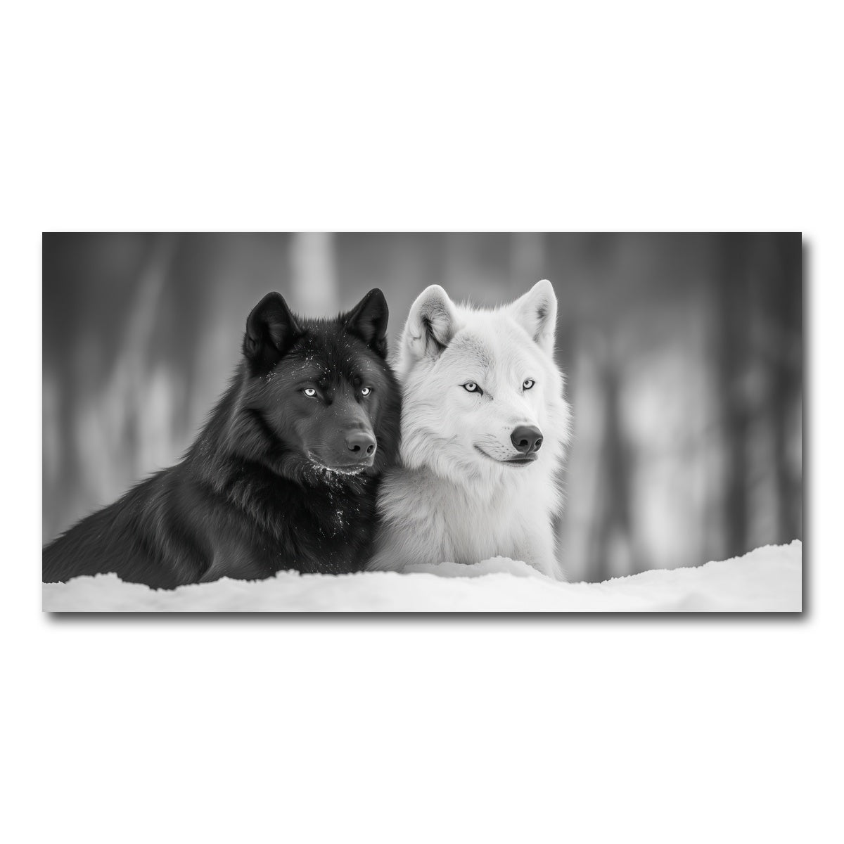 AUTO-MOCKUP WHITE | Black & White Wolves | 1 Piece | Gallery Wrap Canvas | group=2x1