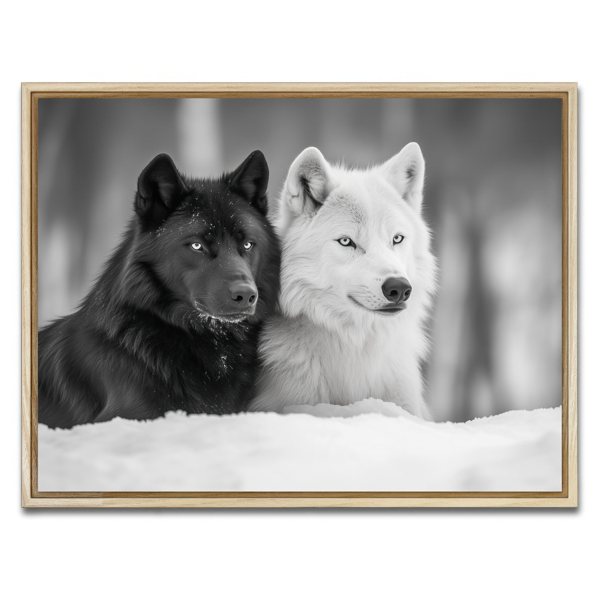 AUTO-MOCKUP WHITE | Black & White Wolves | 1 Piece | Natural Framed Canvas | group=4x3