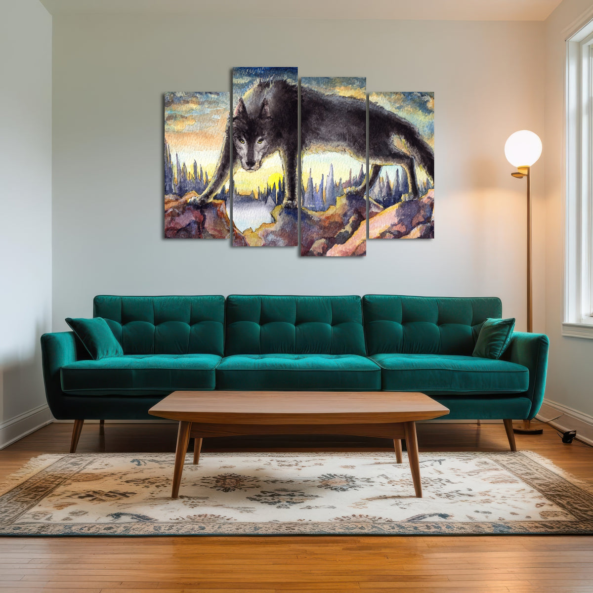 AUTO-MOCKUP ROOM | Black Wolf Painting