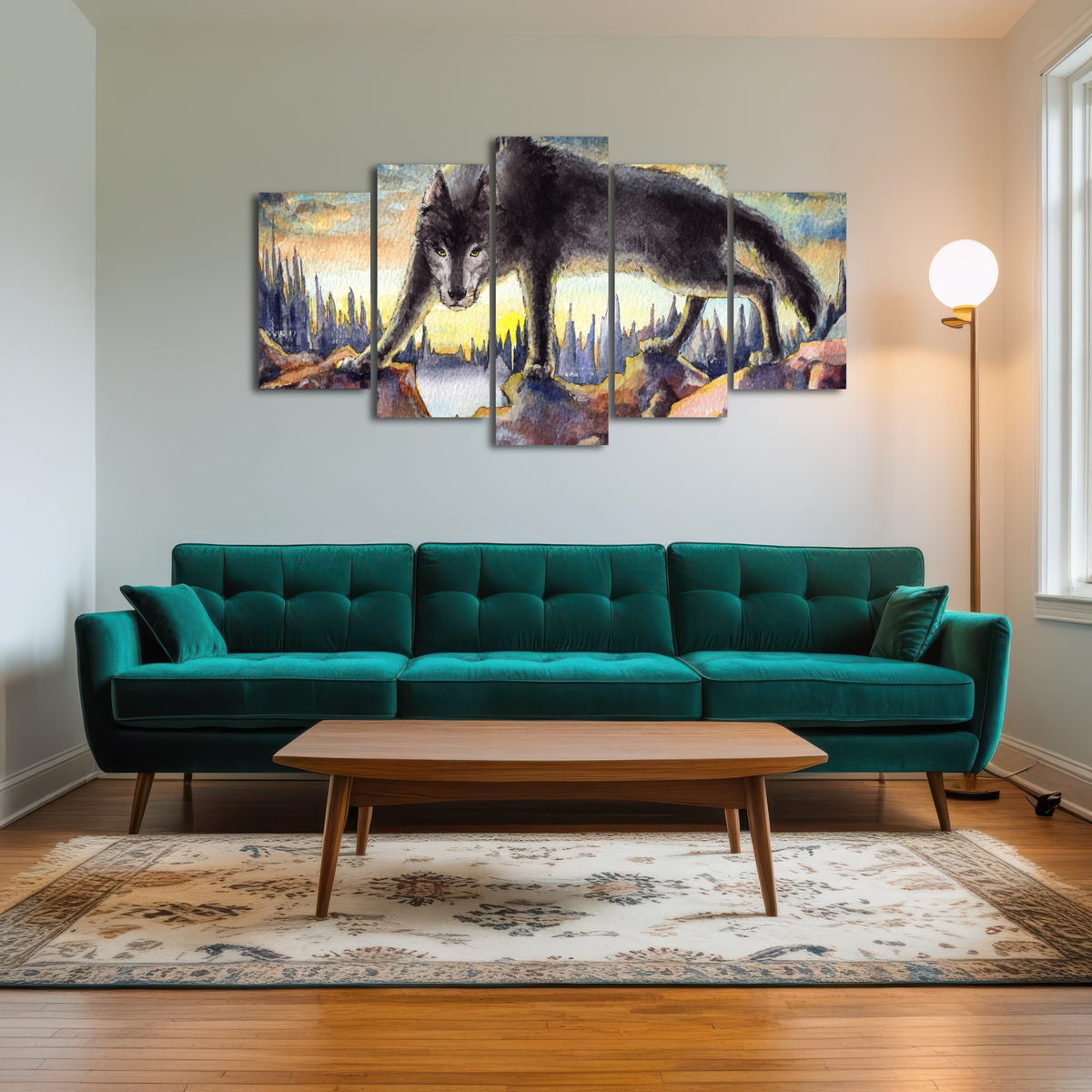 AUTO-MOCKUP ROOM | Black Wolf Painting