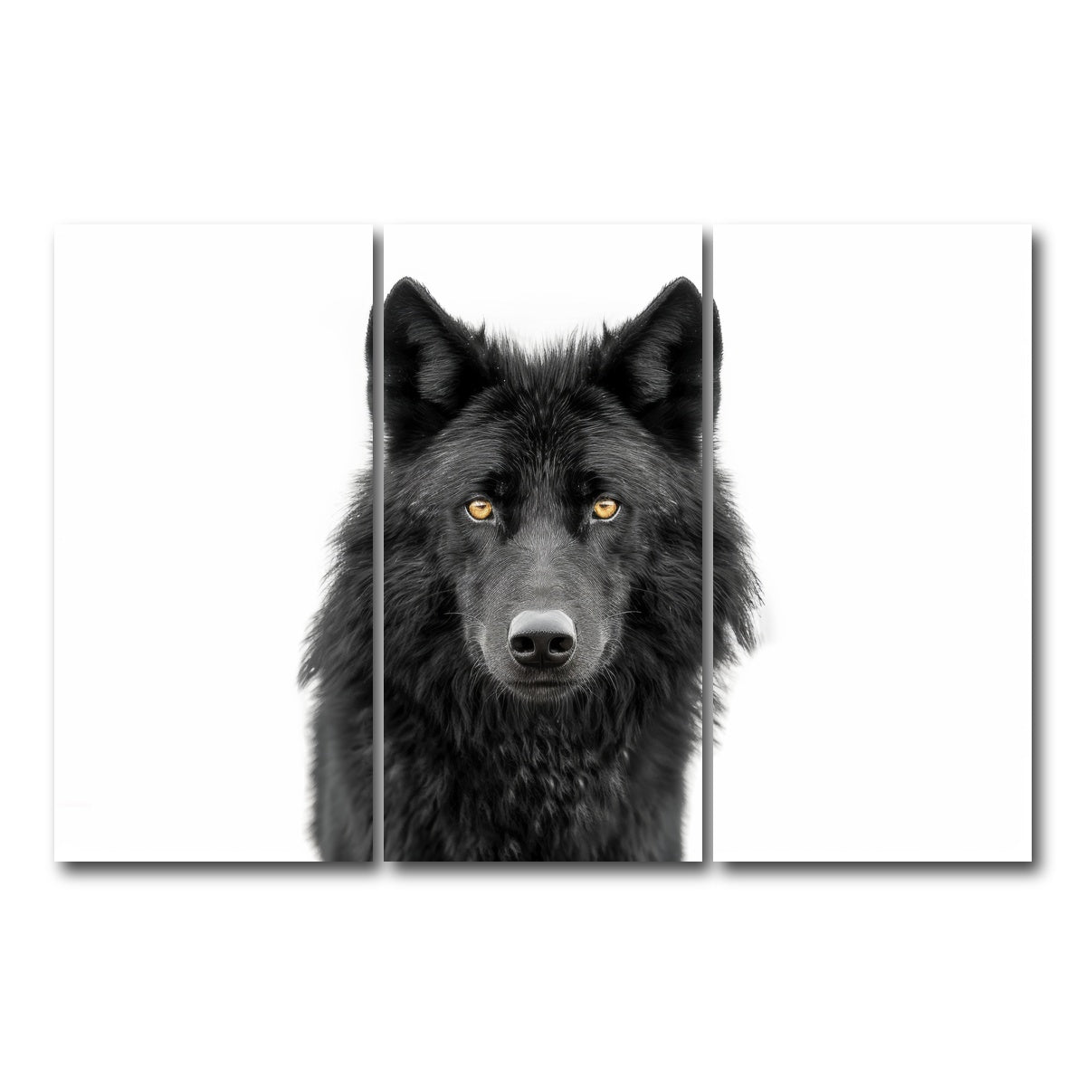 AUTO-MOCKUP WHITE | Black Wolf Portrait | 3 Piece | Gallery Wrap Canvas | group=12x24