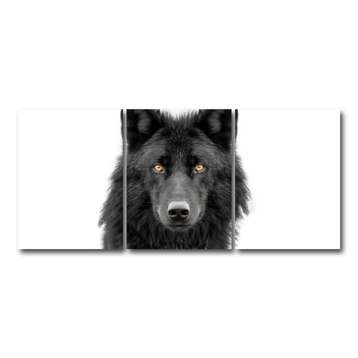 AUTO-MOCKUP WHITE | Black Wolf Portrait | 3 Piece | Gallery Wrap Canvas | group=18x24