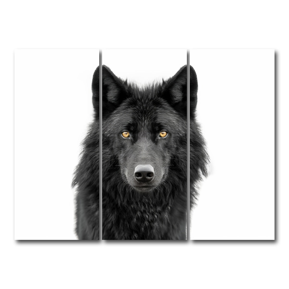 AUTO-MOCKUP WHITE | Black Wolf Portrait | 3 Piece | Gallery Wrap Canvas | group=8x18