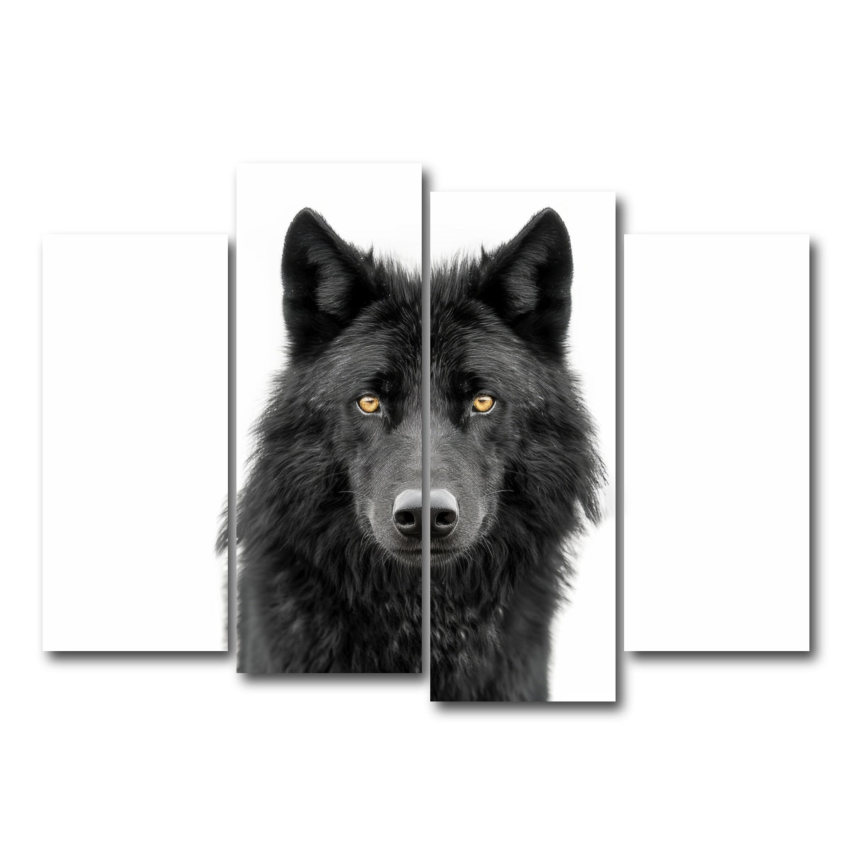 AUTO-MOCKUP WHITE | Black Wolf Portrait | 4 Piece | Gallery Wrap Canvas | group=4_normal