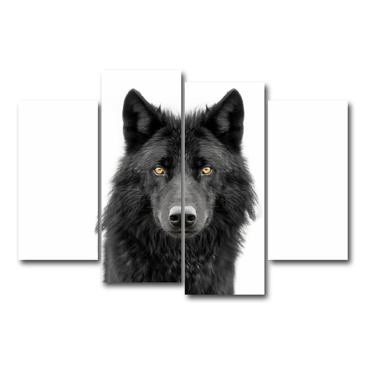 AUTO-MOCKUP WHITE | Black Wolf Portrait | 4 Piece | Gallery Wrap Canvas | group=4_short