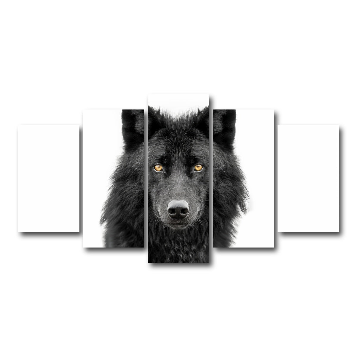 AUTO-MOCKUP WHITE | Black Wolf Portrait | 5 Piece | Gallery Wrap Canvas | group=5_normal