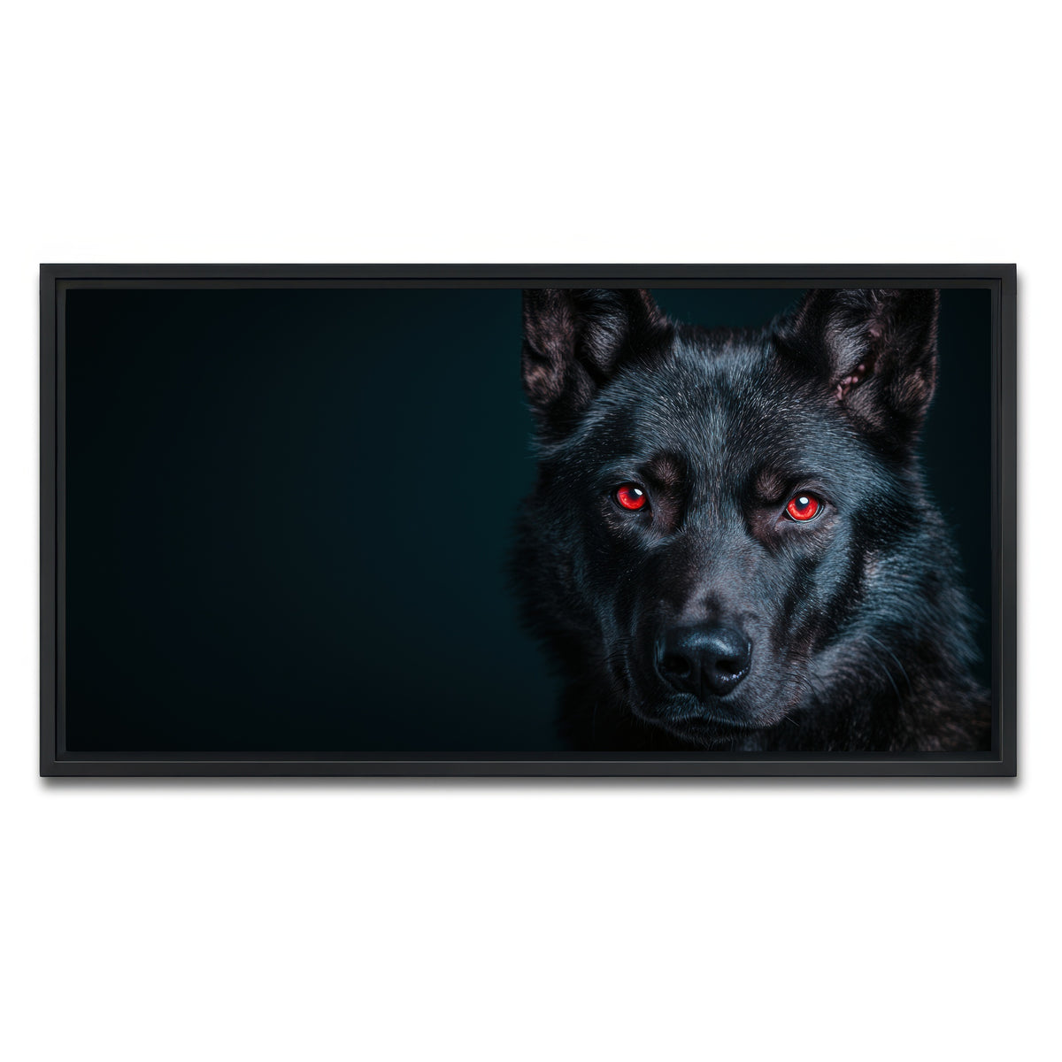 AUTO-MOCKUP WHITE | Black Wolf Red Eyes | 1 Piece | Black Framed Canvas | group=2x1