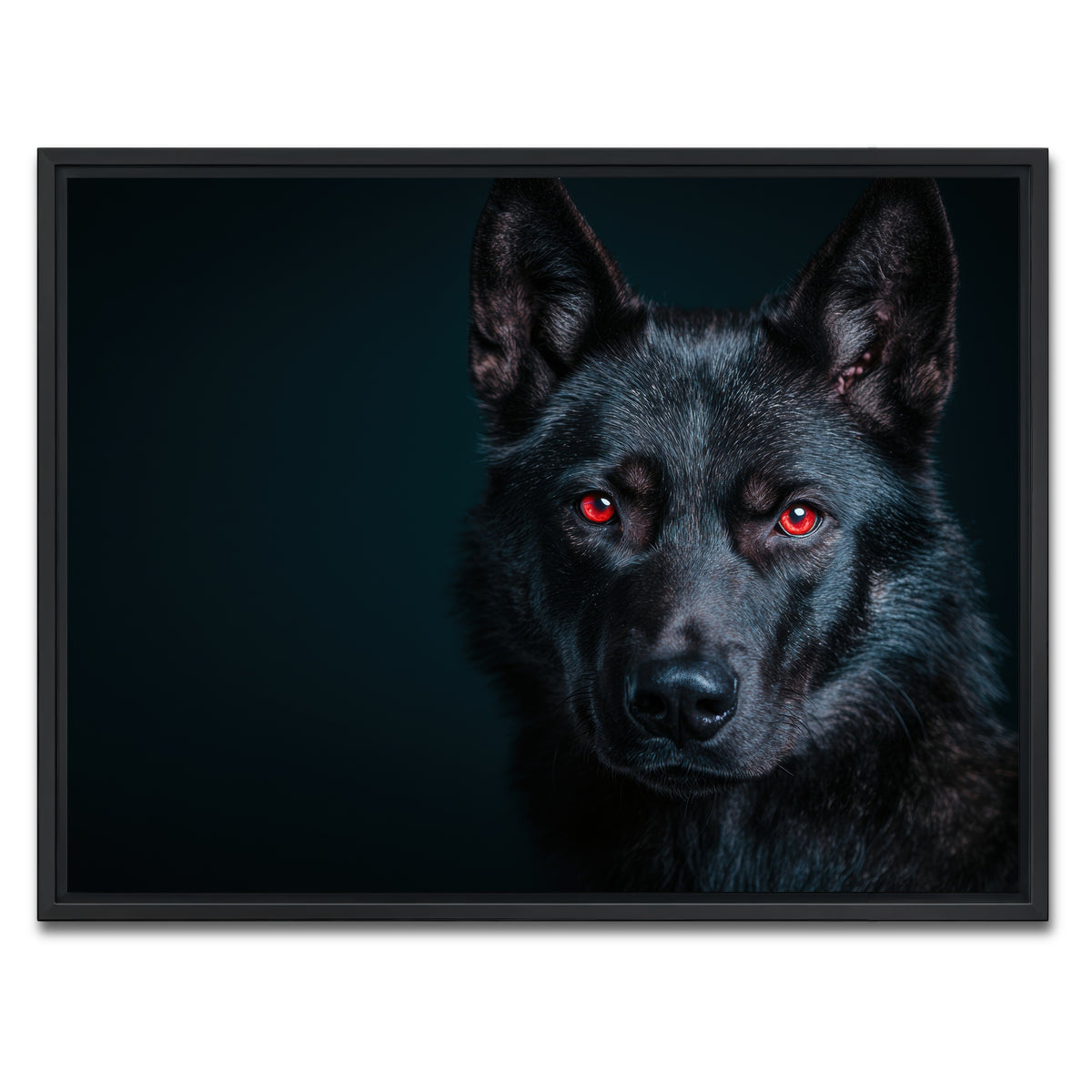 AUTO-MOCKUP WHITE | Black Wolf Red Eyes | 1 Piece | Black Framed Canvas | group=4x3