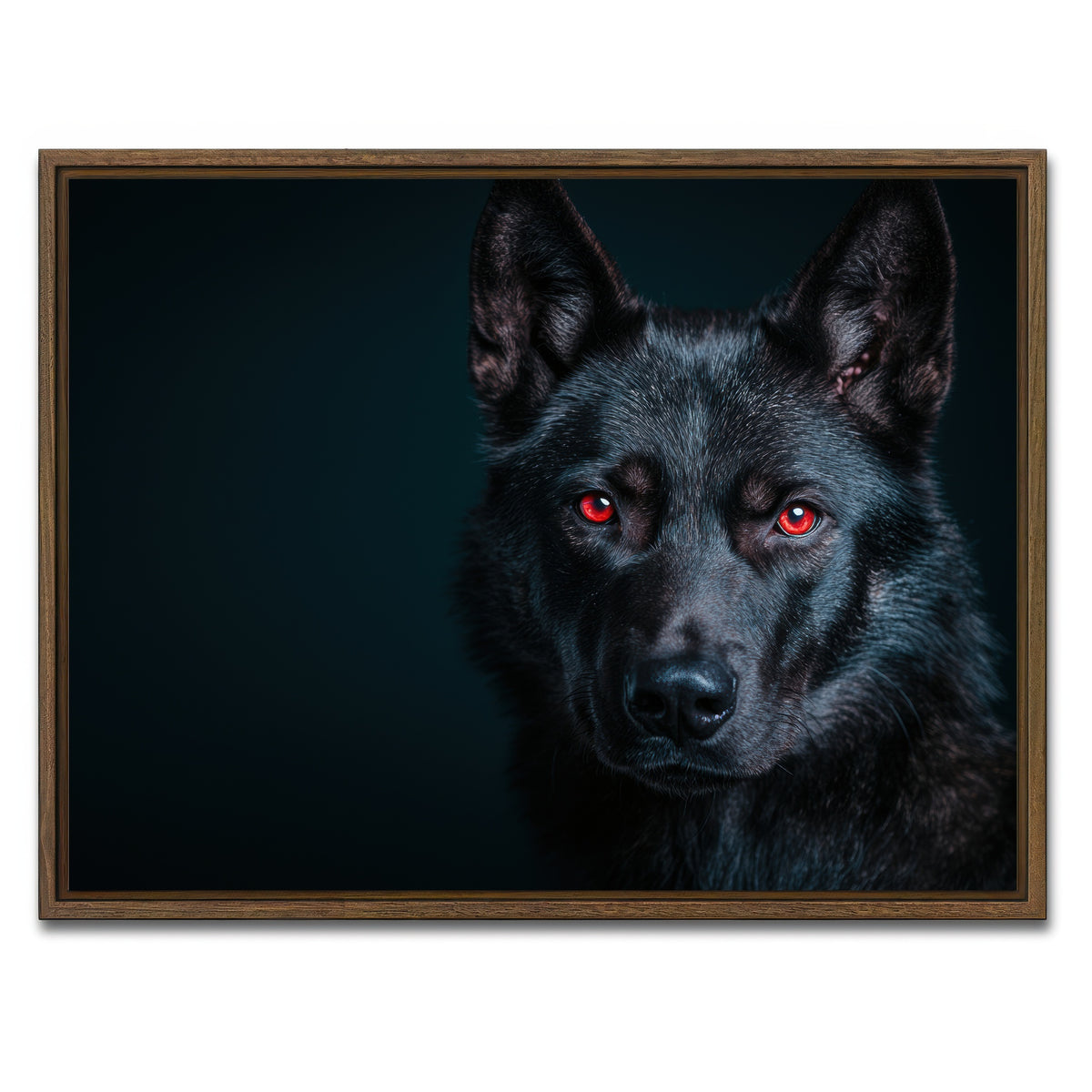 AUTO-MOCKUP WHITE | Black Wolf Red Eyes | 1 Piece | Walnut Framed Canvas | group=4x3
