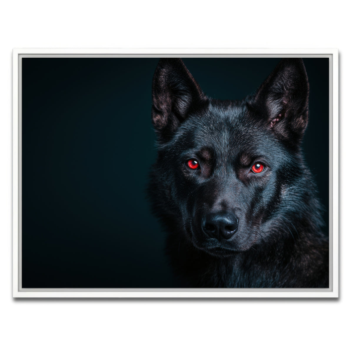 AUTO-MOCKUP WHITE | Black Wolf Red Eyes | 1 Piece | White Framed Canvas | group=4x3
