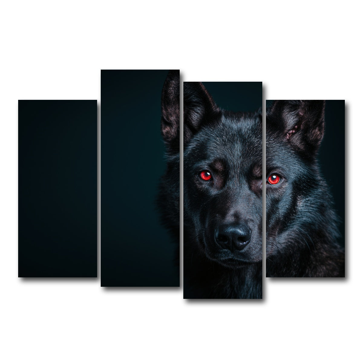 AUTO-MOCKUP WHITE | Black Wolf Red Eyes | 4 Piece | Gallery Wrap Canvas | group=4_normal