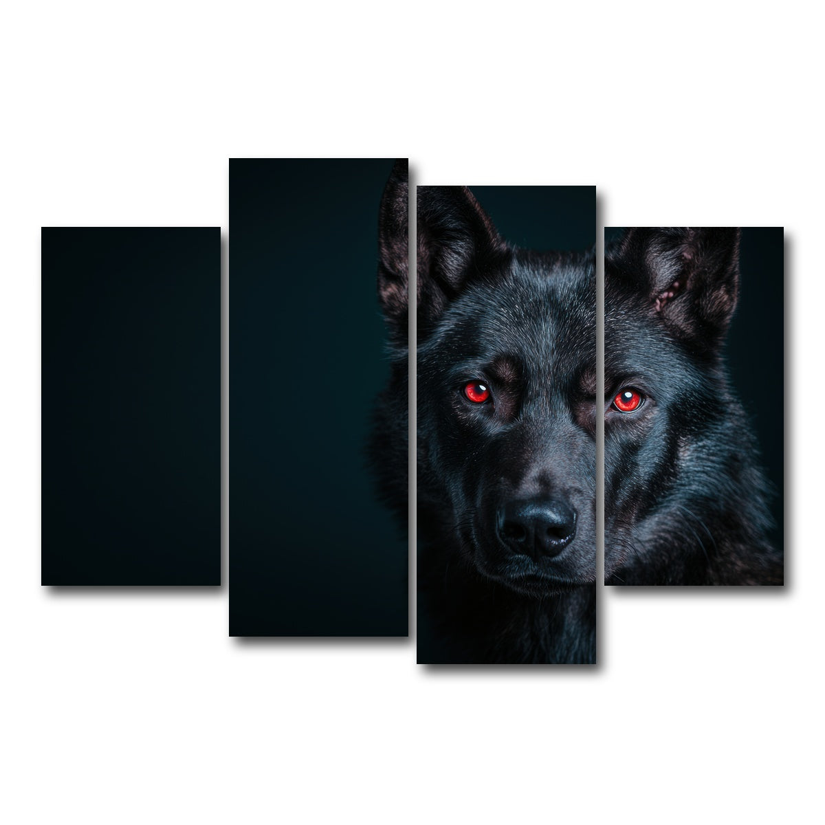 AUTO-MOCKUP WHITE | Black Wolf Red Eyes | 4 Piece | Gallery Wrap Canvas | group=4_short