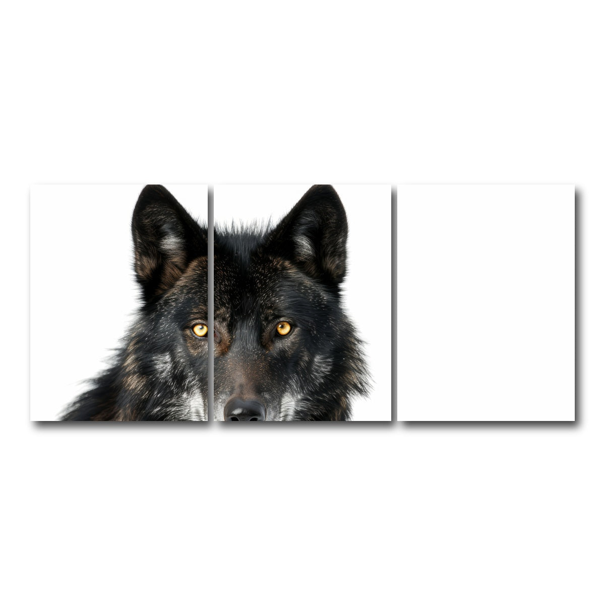 AUTO-MOCKUP WHITE | Black Wolf White Background | 3 Piece | Gallery Wrap Canvas | group=18x24