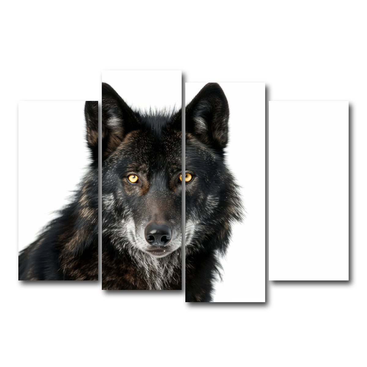 AUTO-MOCKUP WHITE | Black Wolf White Background | 4 Piece | Gallery Wrap Canvas | group=4_normal