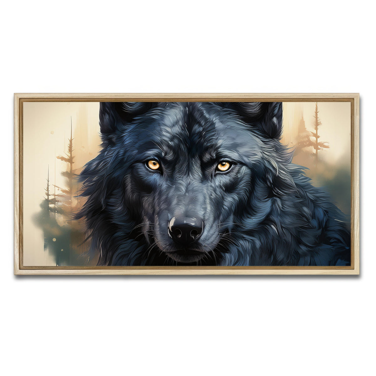 AUTO-MOCKUP WHITE | Black Wolf | 1 Piece | Natural Framed Canvas | group=2x1