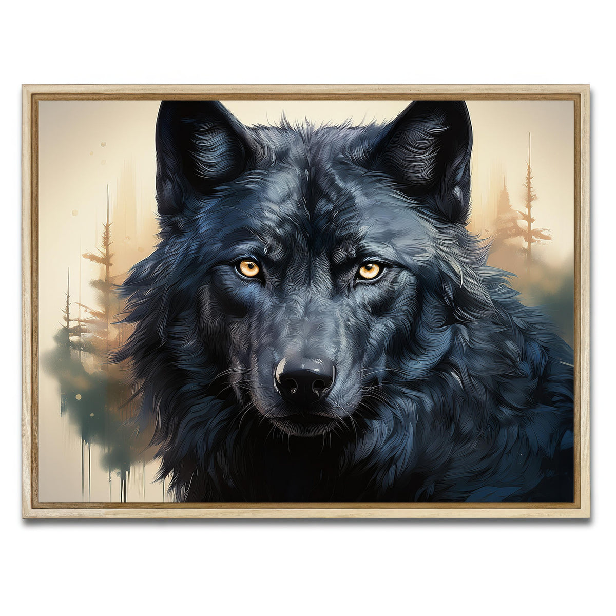 AUTO-MOCKUP WHITE | Black Wolf | 1 Piece | Natural Framed Canvas | group=4x3