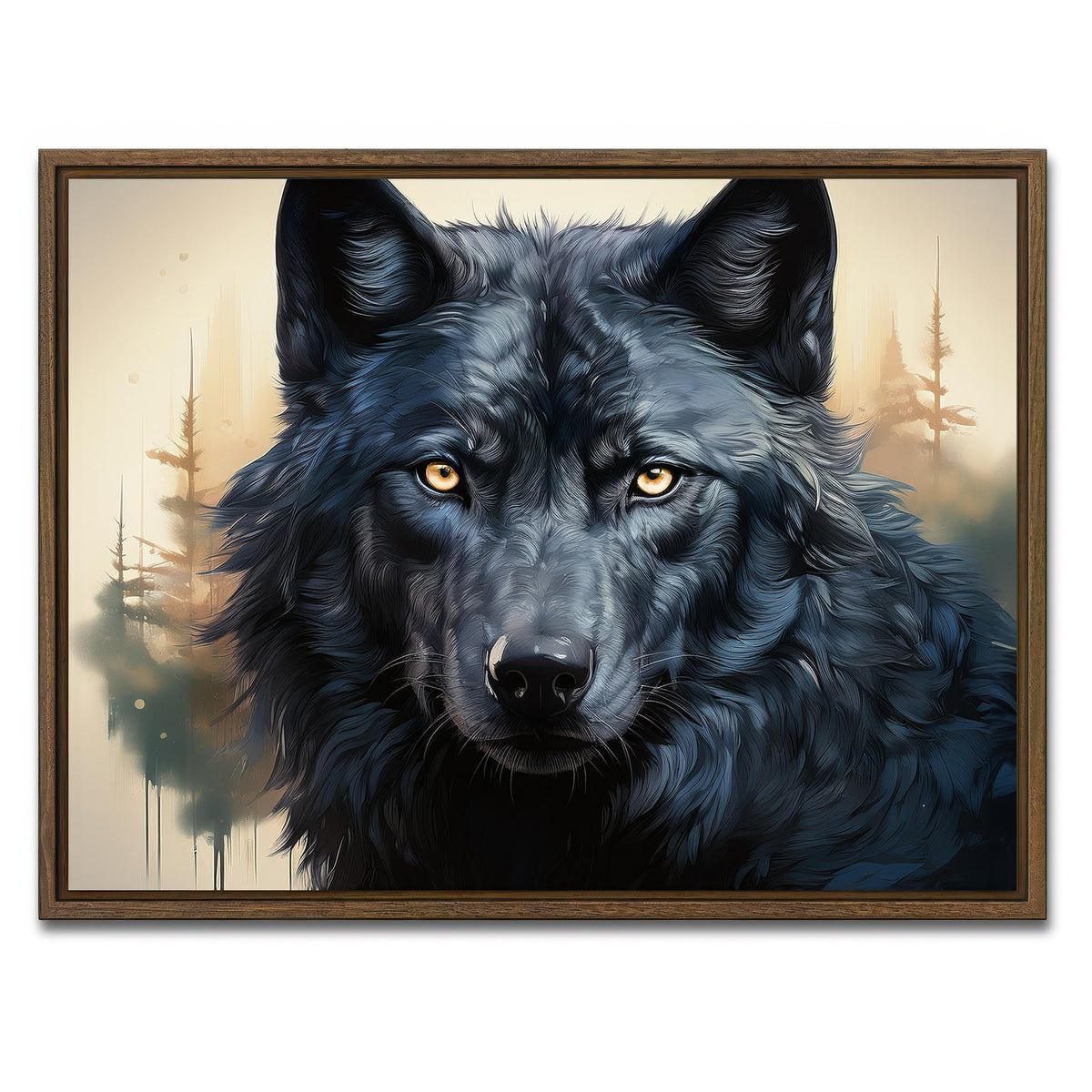 AUTO-MOCKUP WHITE | Black Wolf | 1 Piece | Walnut Framed Canvas | group=4x3