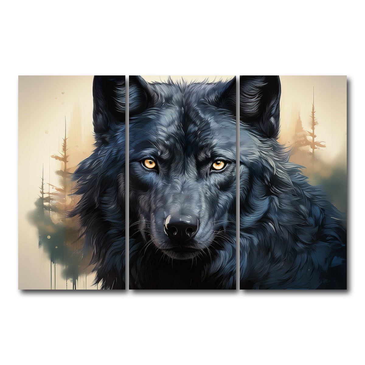 AUTO-MOCKUP WHITE | Black Wolf | 3 Piece | Gallery Wrap Canvas | group=12x24