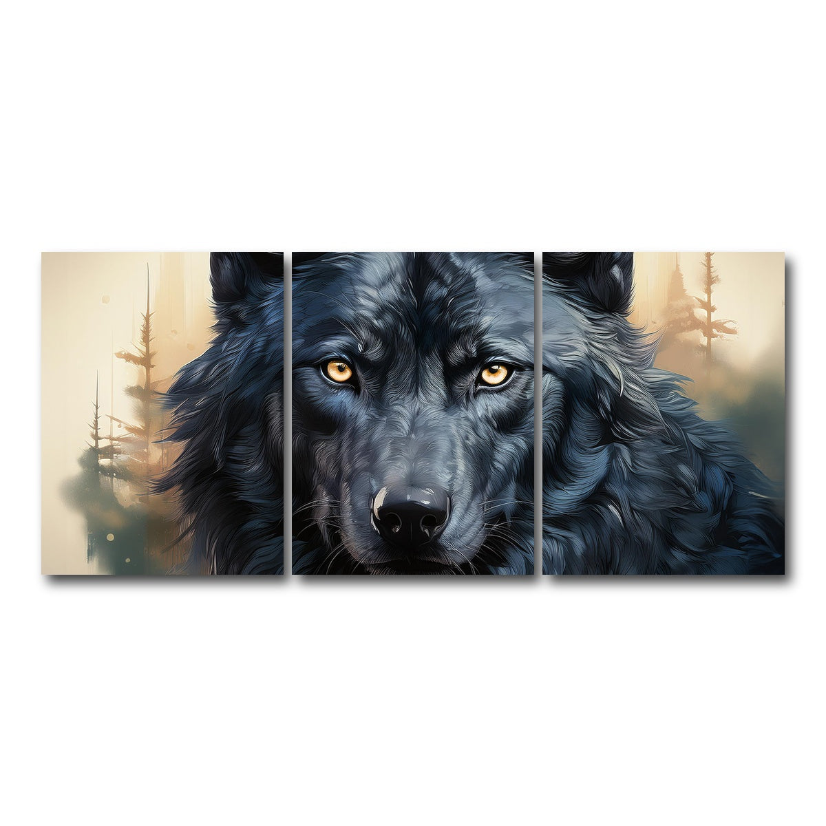 AUTO-MOCKUP WHITE | Black Wolf | 3 Piece | Gallery Wrap Canvas | group=18x24
