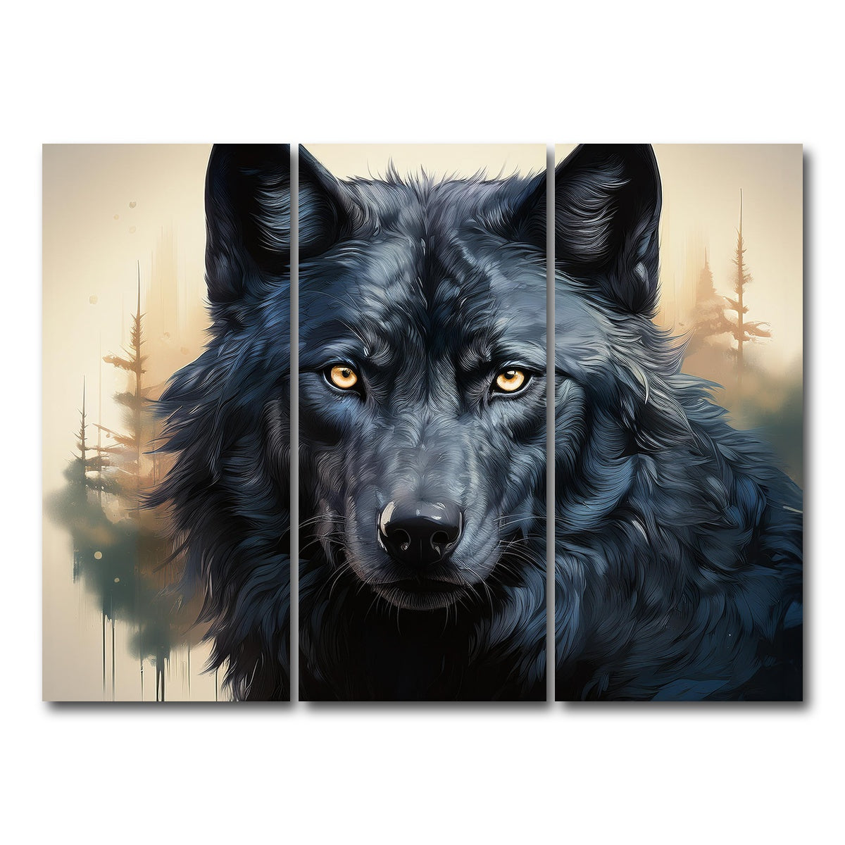 AUTO-MOCKUP WHITE | Black Wolf | 3 Piece | Gallery Wrap Canvas | group=8x18