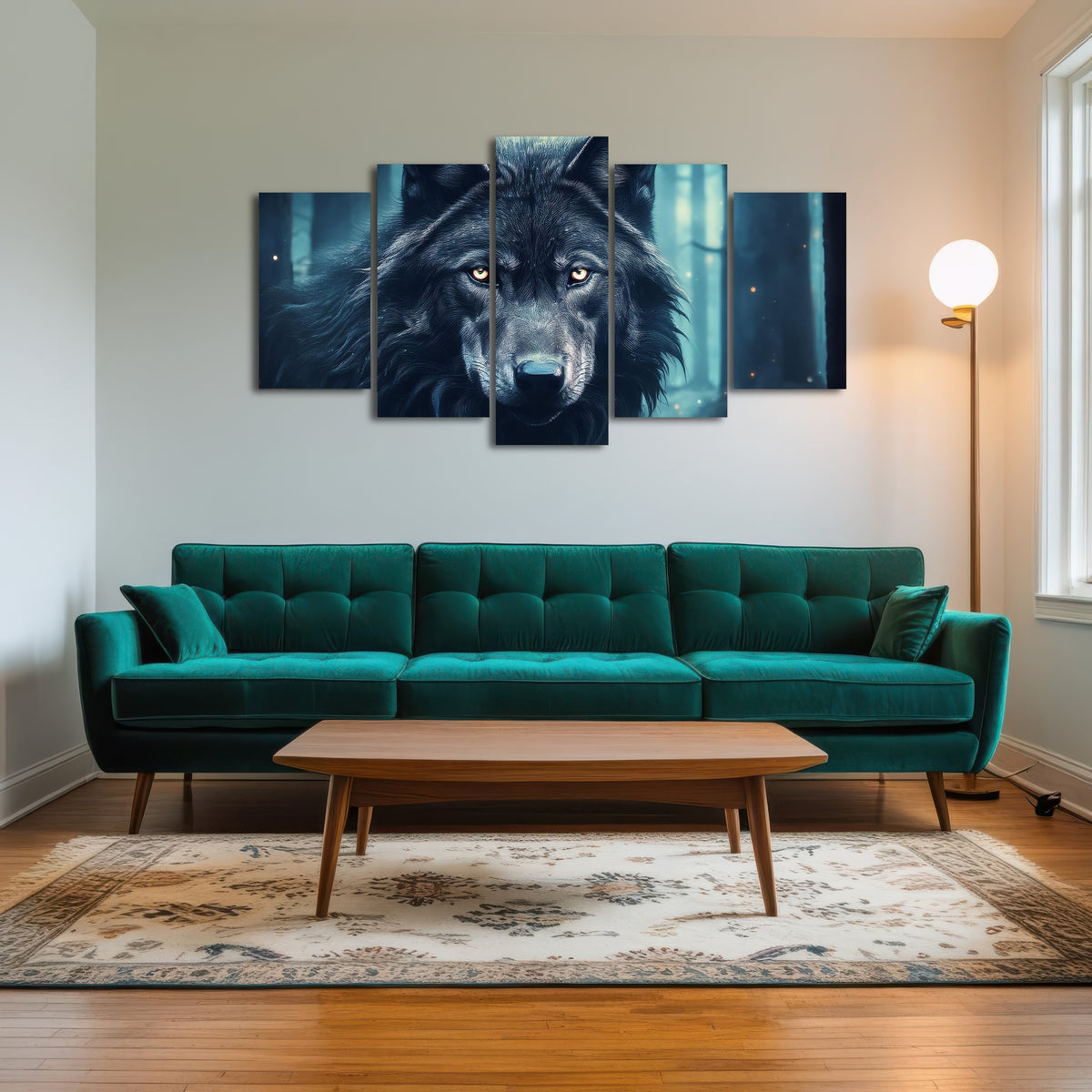 AUTO-MOCKUP ROOM | Black Wolf in Woods