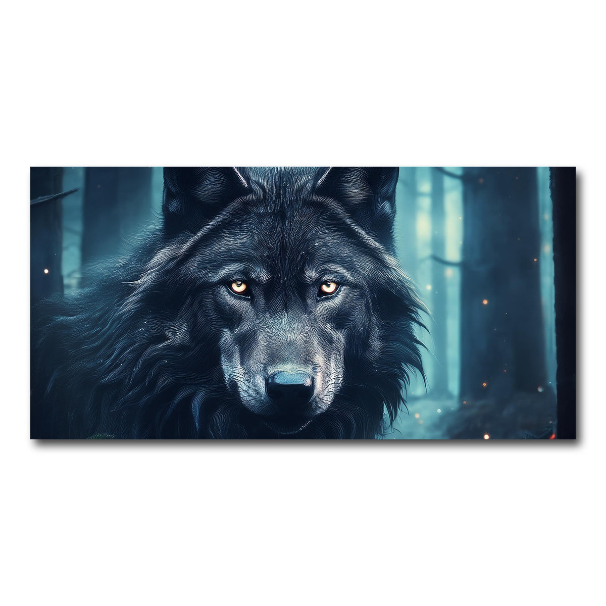 AUTO-MOCKUP WHITE | Black Wolf in Woods | 1 Piece | Gallery Wrap Canvas | group=2x1