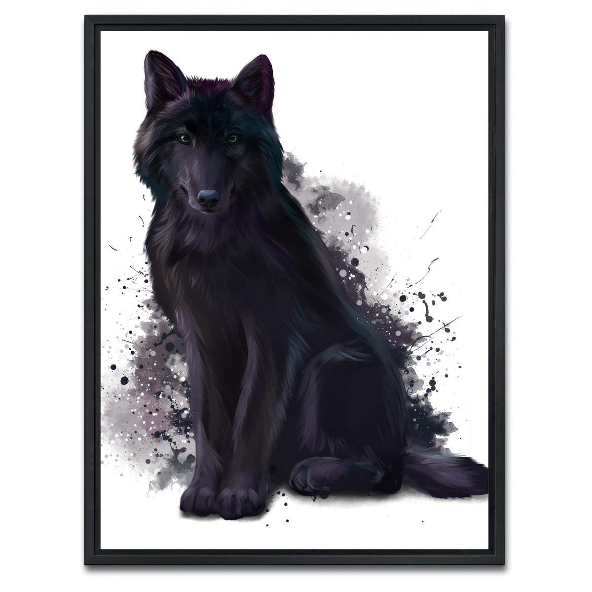 AUTO-MOCKUP WHITE | Black Wolf watercolor | 1 Piece | Black Framed Canvas | group=3x4